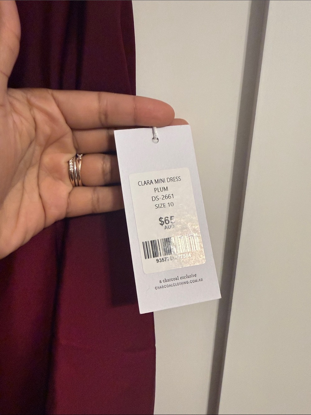 Satin Cowl Neck Mini Dress in Deep Wine - Picture 3 of 6